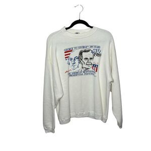 Vintage 80s 1989 George H. W. Bush Crewneck Sweatshirt “George To George”  Large
